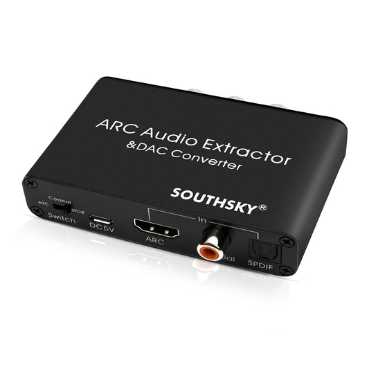 192KHz 3.5mm SOUTHSKY DAC Converter,HDMI ARC Audio Extractor to SPDIF Coaxial L/R Soundbar,Digital to Analog L/R RCA