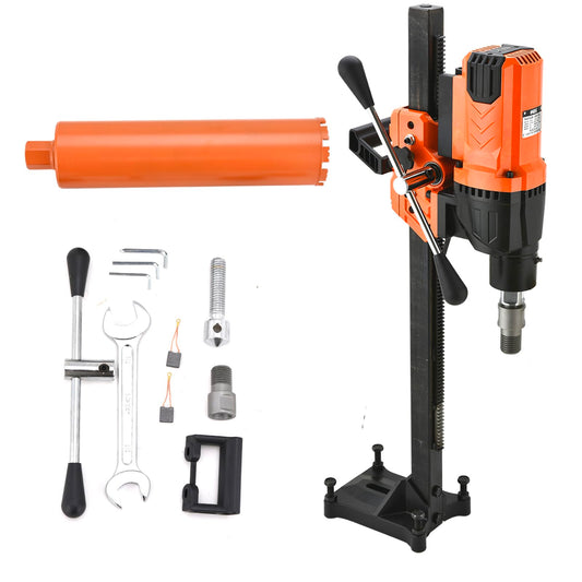 BHTOP Diamond Core Drilling Machine with Bit, 8 in Wet Concrete Core Drill Rig with Stand Wheel, 750RPM Speed & 1-1/4" Thread & Lifting Handle, Drilling Diameter for Concrete Brick Stone