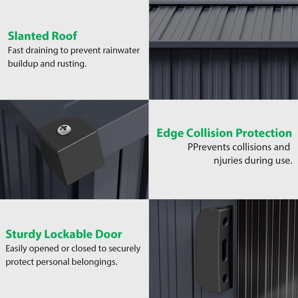 10x12 FT Outdoor Metal Storage Shed with Lockable Door - Large Waterproof Galvanized Steel Shed, Pitched Roof & Vents for Tools, Lawn Mower, Bike, Garbage Cans, Backyard, Garden (Grey)