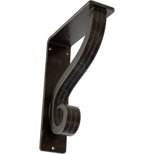 Ekena Millwork BKTM02X05X08TASAWS Metal Bracket, 2" W x 5 1/2" D x 8" H, Antiqued Warm Silver