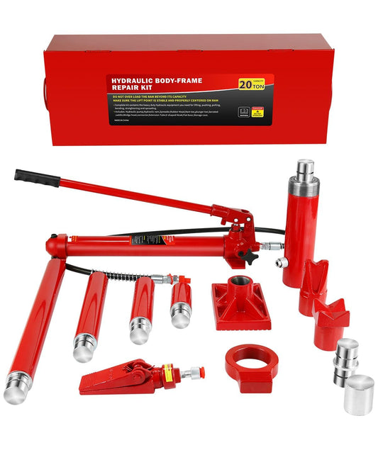 20 Ton Porta Power Hydraulic Jack Kit with Steel Case – Heavy Duty Hydraulic Ram Set for Auto Repair, Truck & Equipment Maintenance, 17-Piece Kit with Carrying Case, 44,000 Lbs Capacity, Max Lift 5.1"