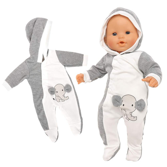 Baby Doll Clothes Casual Cute Handmade Elephant Long-Sleeved Clothing Set Outfit with Hat for 14 Inch Dolls Gift Set