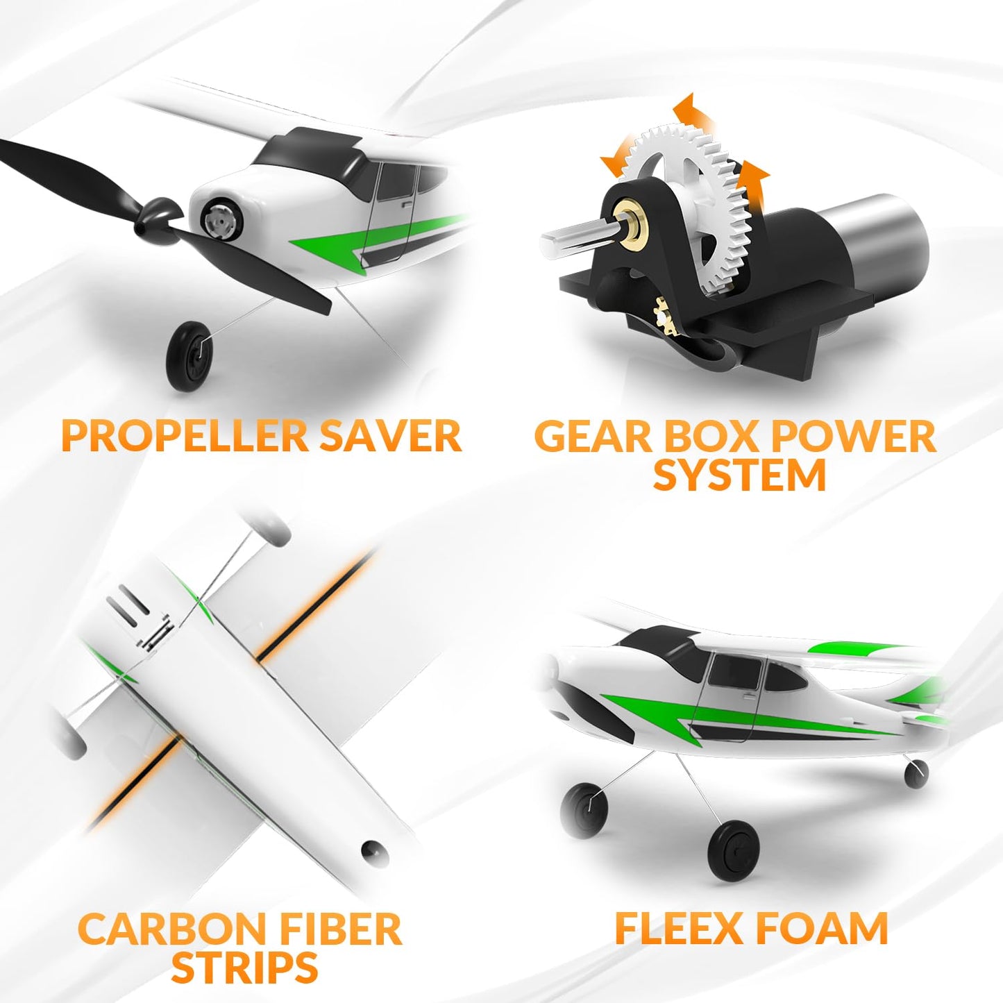 VOLANTEXRC RC Plane Trainer 3CH Remote Control Airplane with Prop Saver, 6-Axis Gyro Stabilizer & 3 Modes to Fly, Hobby Radio Controlled Aircraft RTF for Beginners, Adults (400mm,Green)