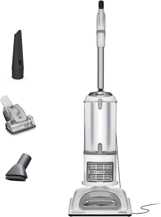 Shark Navigator Lift-Away Upright Vacuum Cleaner - Pet Hair HEPA Filter | Swivel Steering | White/Silver | NV356E
