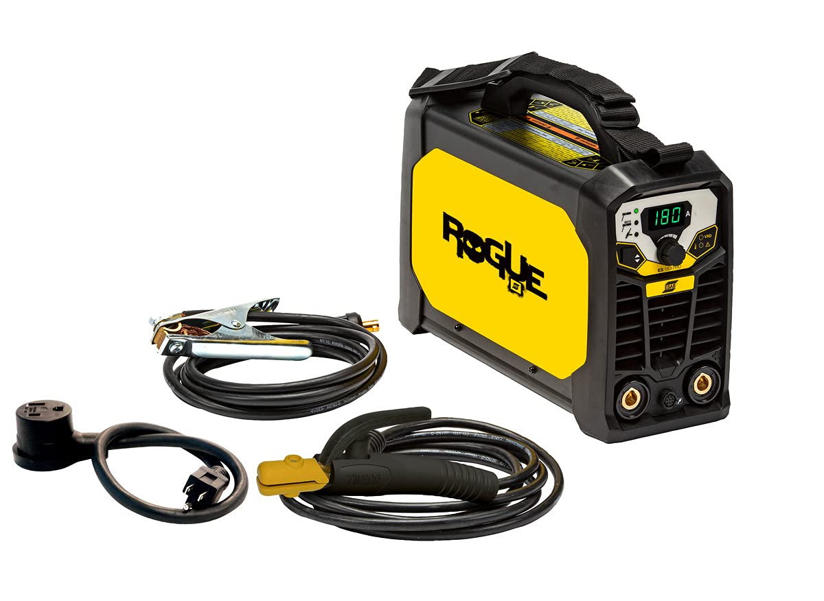 ESAB 0700500070 MINIARC Rogue ES 180i Stick Welding System, Dual Voltage Input, Adjustable Hot Start/Arc Force, Stick 6010 Mode, Power Factor Control, Electrodes up to 5/32", IP23S Designed