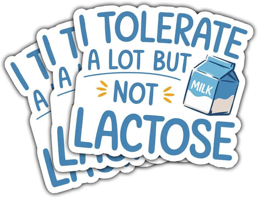 3Pcs Toolbox 3" I Tolerate a Lot But Not Lactose Sticker Fun and Funny Lactose Intolerant Stickers Gift for Milk Joke