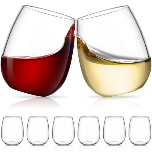 6 Pack Unbreakable Tritan Plastic Wine Glasses, 16 oz Reusable Stemless Wine Glass, BPA Free Tumblers, Drinking Glassware, Perfect for Indoor & Outdoor, Poolside, Party, Camping, Shatterproof 100%﻿