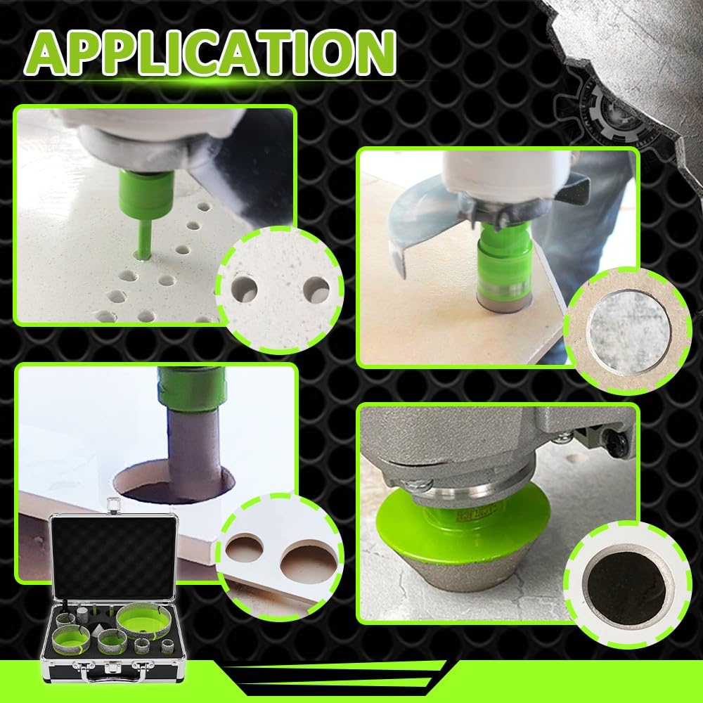 Diamond Tile Hole Saw Kit - FACHLICH from 1/4" to 4" Porcelain Ceramic Tile Diamond Core Drill Bits Set 12pcs 4/5" Finger Bit 2" Beveling Chamfer