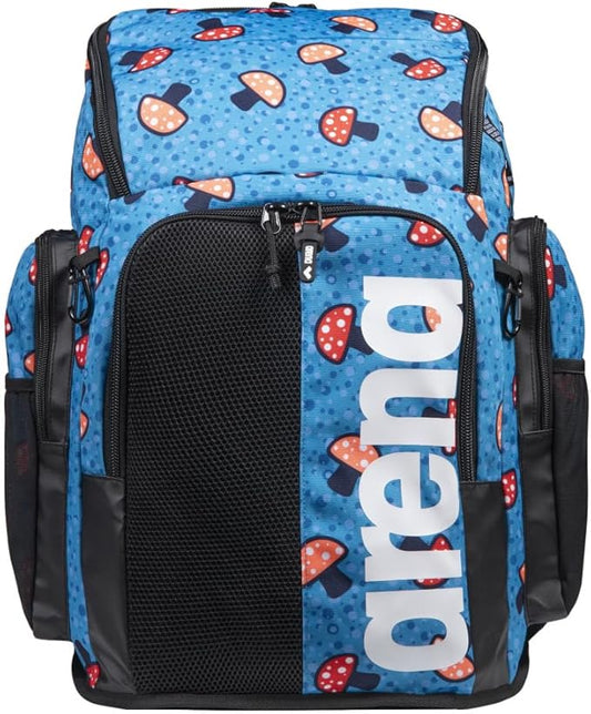ARENA Spiky III Backpack 45 Swimming Athlete Sports Gym Rucksack Large Training Gear Equipment Swim Bag for Men and Women, 45 Liters, Mushrooms