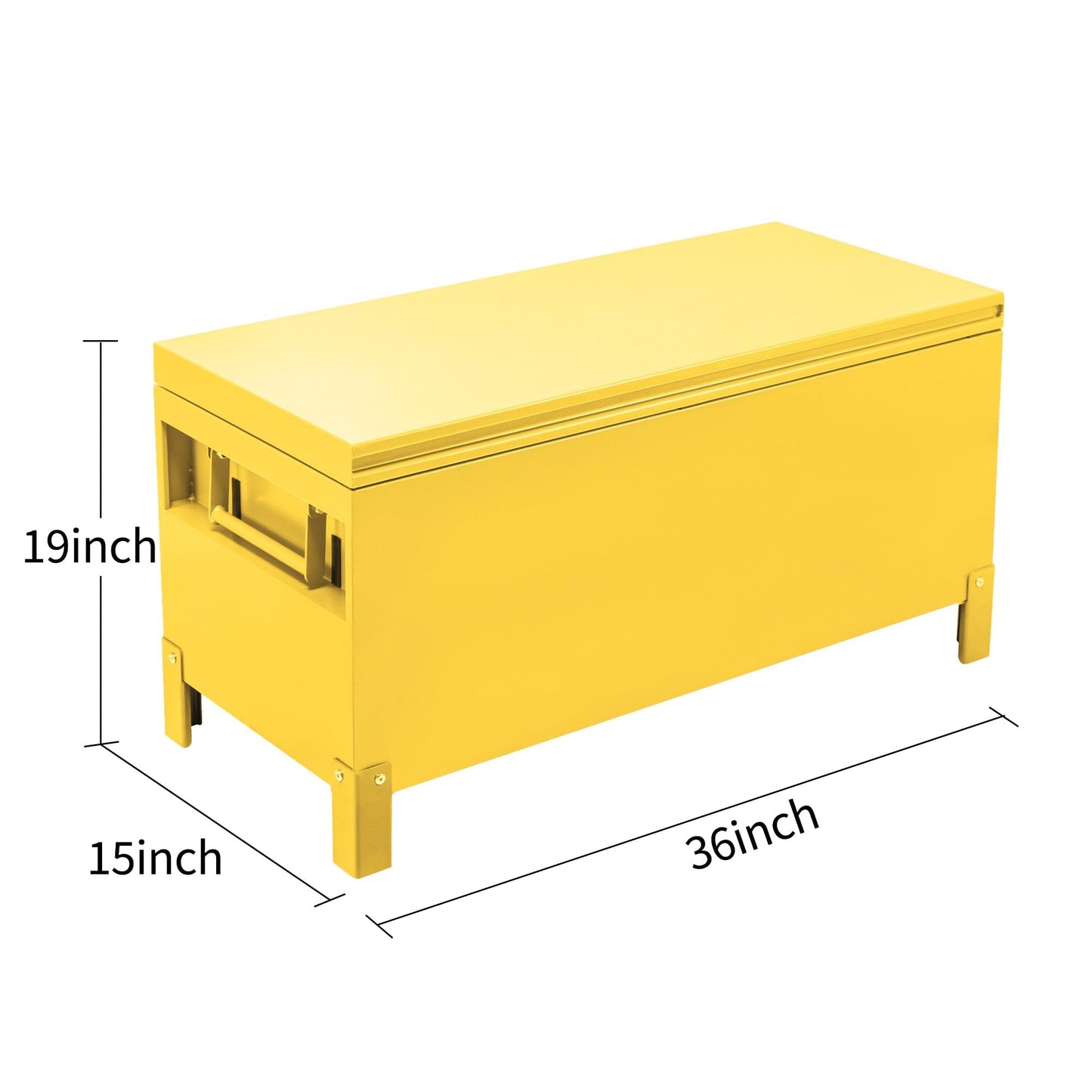 MilleLoom 36" Heavy Duty Aluminum Truck Bed Tool Box – Waterproof Lockable Storage Chest with Side Handles, Tool Organizer for Pickup Truck, RV, Trailer & Jobsite, Yellow