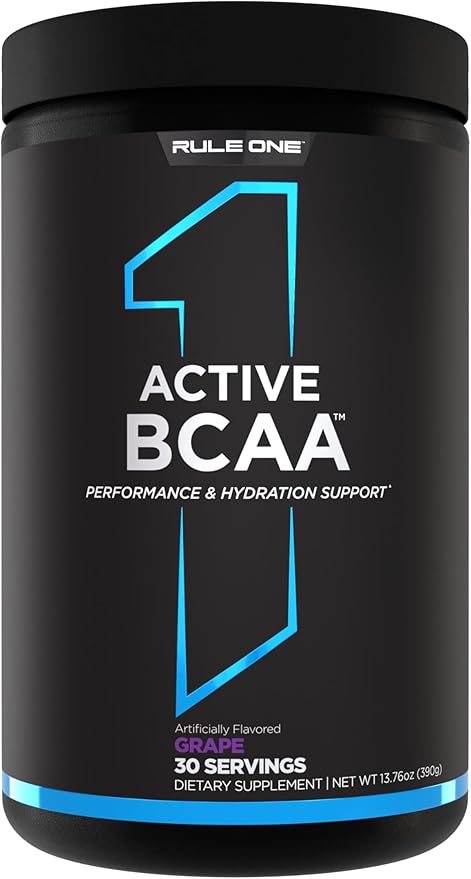 Rule 1 Active BCAA - Performance, Hydration, and Recovery Support with 5g BCAAs + Electrolytes, L-Glutamine, and Citrulline (30 Servings, Grape)