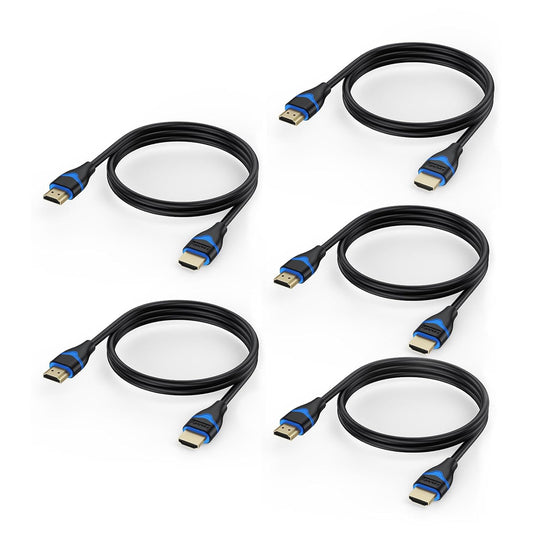 4K 3FT 5-Pack, 3 2.0(4K@60Hz, 2K@144Hz, 1080P@120Hz, 18Gbps, 3D, 2.2, PS4/PS5, 3.3FT/1M HDMI Cables HDMI Cord Foot High