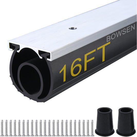 BOWSEN Heavy-Duty U+O Ring Universal Garage Door Bottom Seals Weatherstrip Weather Stripping Rubber with Aluminum Track Retainer Kit, Black (16FT, 1-5/8" Width)