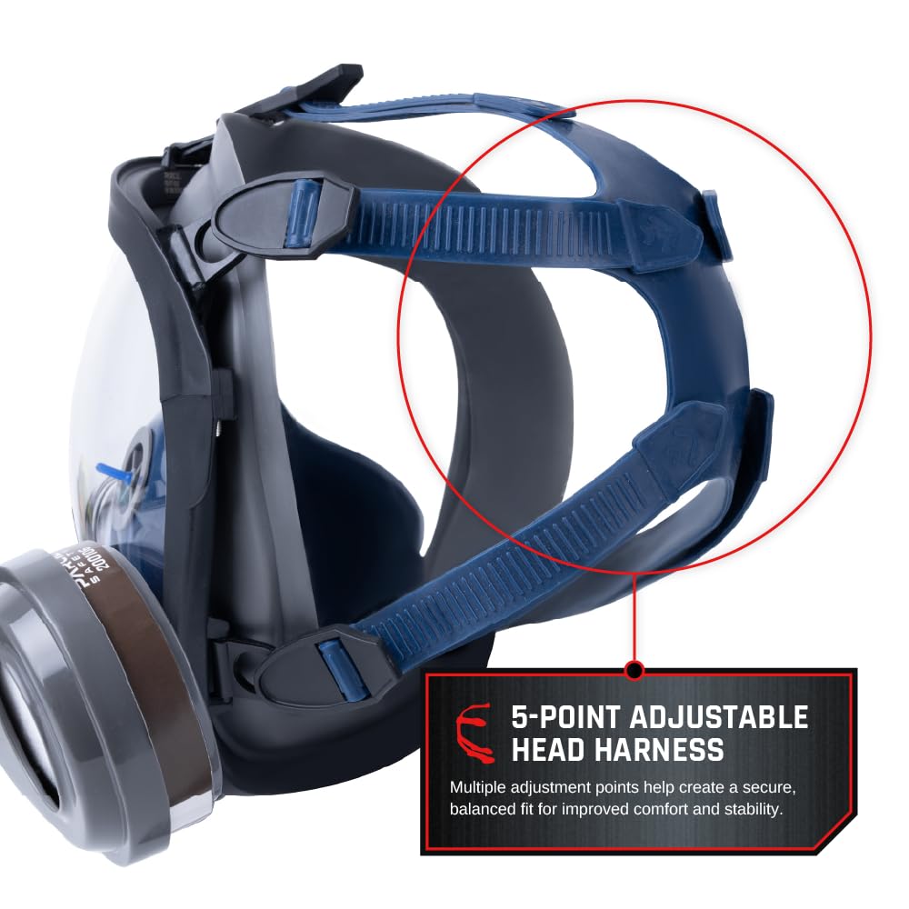 Parcil Distribution PT-101 Full Face Respirator Mask with Filters – Professional Grade Protection for Chemical Handling, Painting, Industrial Use, and Emergency Preparedness
