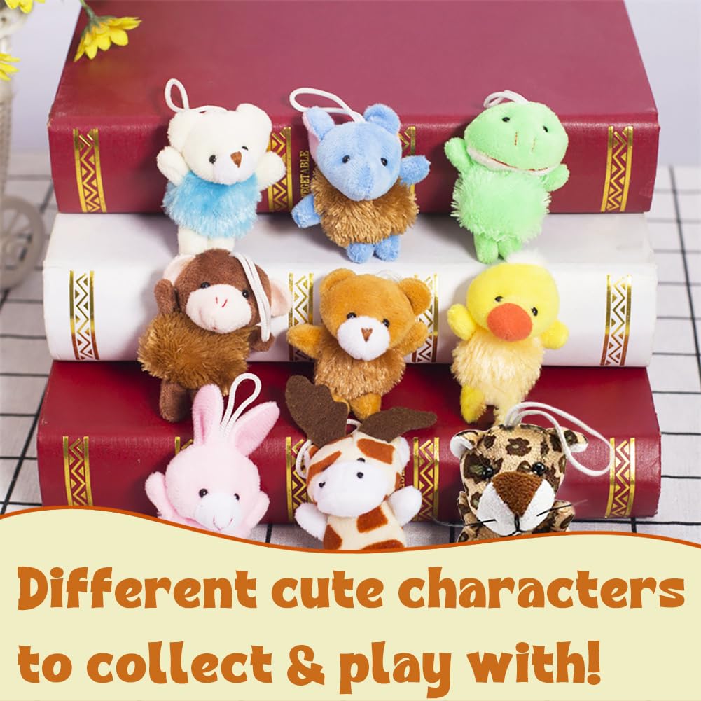 CAMIRUS 24Pack Mini Animal Plush Toy Set, Cute Assortment Keychain Toys, Small Stuffed Animal Set Gifts for Kids, Christmas Stocking Stuffer, Easter Egg Filler, Valentine Classroom Prize