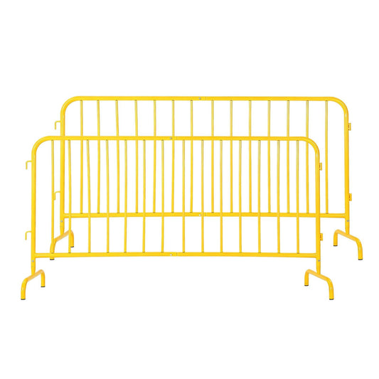 2 Pack Interlocking Steel Barricade, 6.5 ft. Heavy-Duty Metal Barricade with Removable Bridge Feet, Tool-Free Assembly, Rust-Proof Powder Coated, for Outdoor Event Crowd Control and Construction