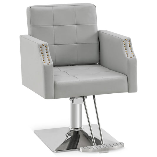BarberPub Classic Salon Chair for Hair Stylist,Hydraulic Barber Styling Chair,Beauty Salon Spa Equipment 8818 (Grey)