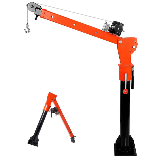2200LBS Jib Crane, Truck Crane with 5000LBS 12V Electric Winch, 360°Rotation, 3-Position Arm Reach Adjustmen(47.24"-66.93"), Foldable Design Truck Mounted Crane, for Warehouses/Residential (5000LBS)