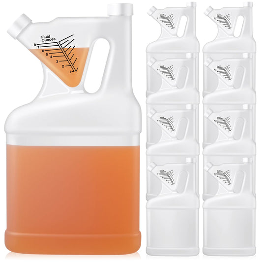 Yiyiring 8 Pcs 128oz Measure Container and Pour Measuring Containers HDPE Plastic Measuring Bottle, 8oz Measure Capacity