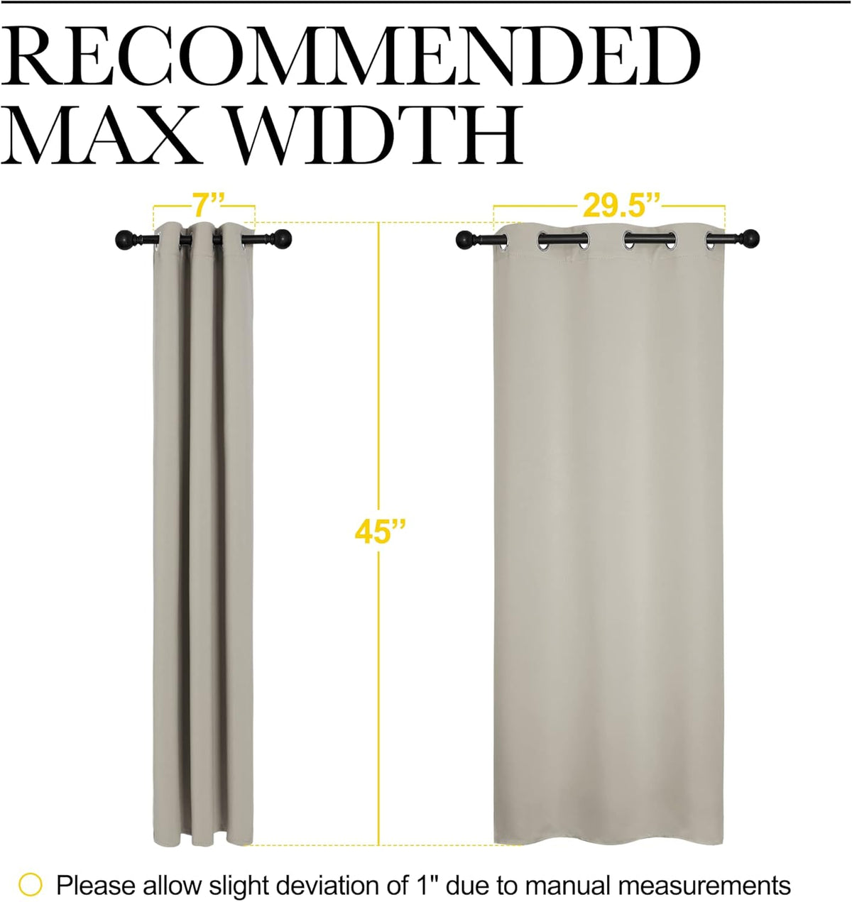 NICETOWN Room Darkening Short Curtain Panels - Thermal Insulated Grommet Drapes (Natural, 2 Panels, W34 x L45-Inch)