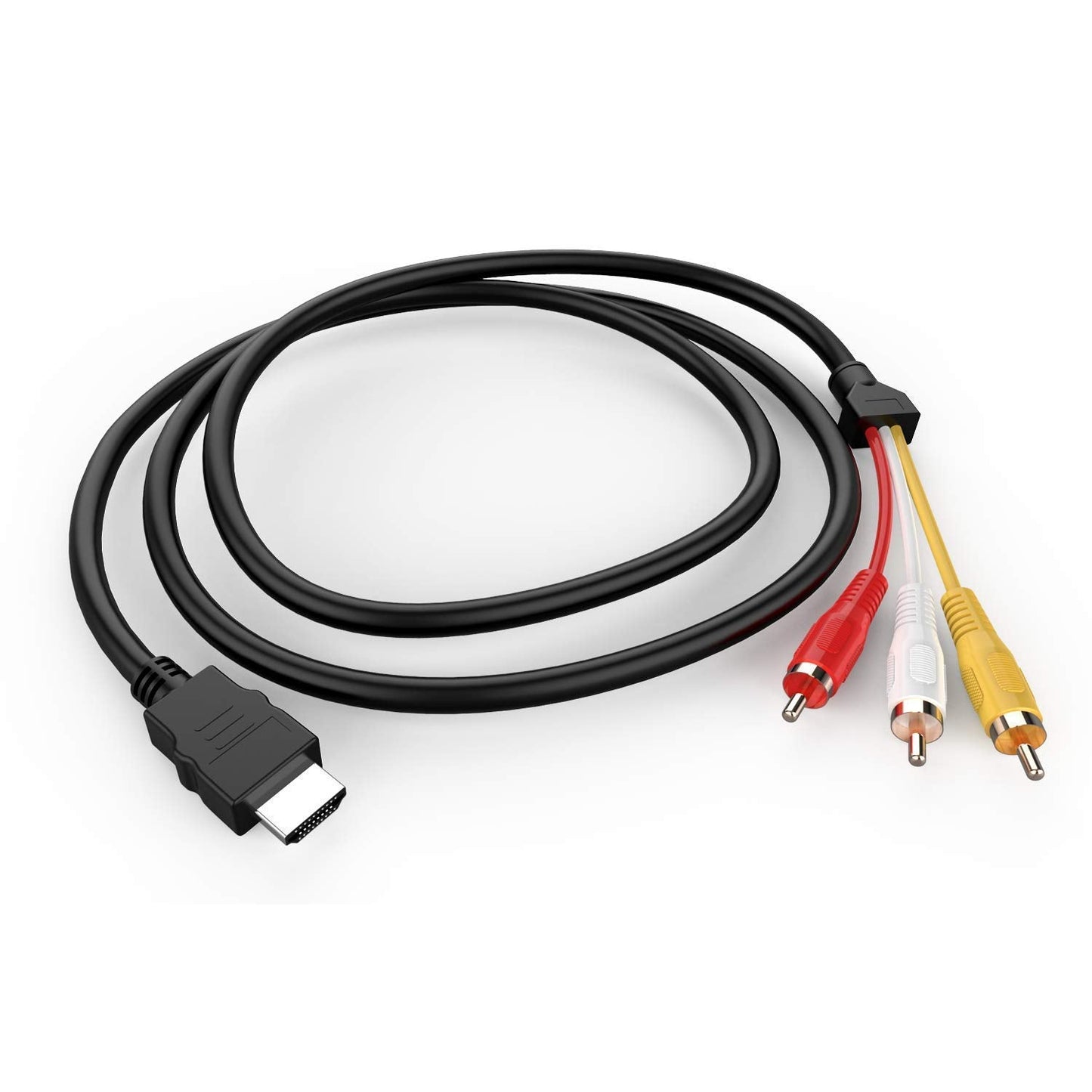 SNLLMZI 1080P 5ft/1.5m 3-RCA HDMI to RCA Cable, HDMI Male to Video Audio AV Cable Connector Adapter Transmitter for TV