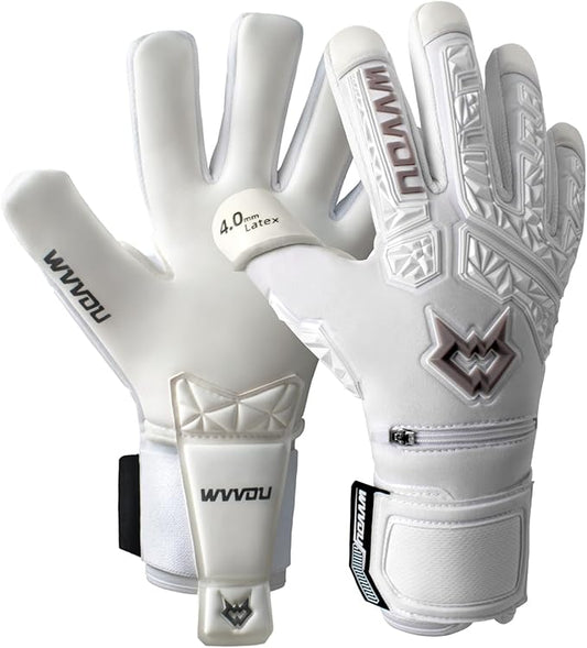 WVVOU Soccer Goalie Gloves for Adults and Youth, High Performance Goalkeeper Gloves with 5 Detachable Finger Saves, Soccer Gloves with 4mm Sticky Latex Palm