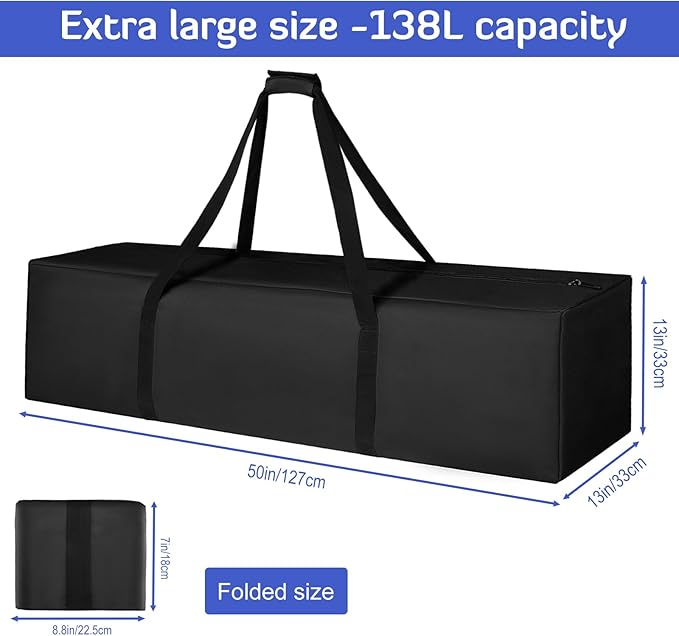 INFANZIA 50inch Sports Duffel Travel -138L Extra Large Duffel Luggage Bag with Upgrade Zipper, Water Resistant & Foldable Equipment Storage Bag for Camping Tent Tripod Fishing