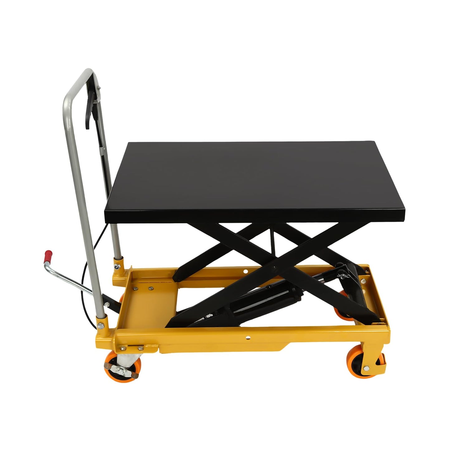 Hydraulic Lift Table Cart - 500 lbs Capacity, 28.5" Lifting Height, Single Scissor Design with Locking Wheels & 3mm Non-Slip Pad - Ideal for Material Handling, Transportation, and Industrial Use