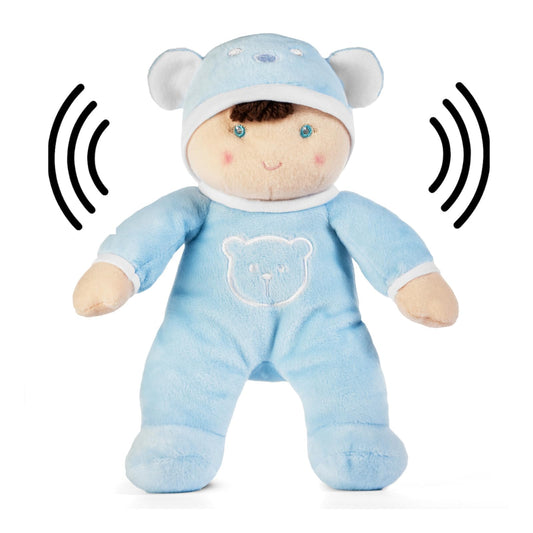 Baby Boy Toys, Boy Baby Doll, My First Doll in Blue with Rattle, Soft Plush Material, Machine Washable, Non-Toxic, No Hard Parts, Made for Hugs, Sweet for Newborn, Infant, Toddlers