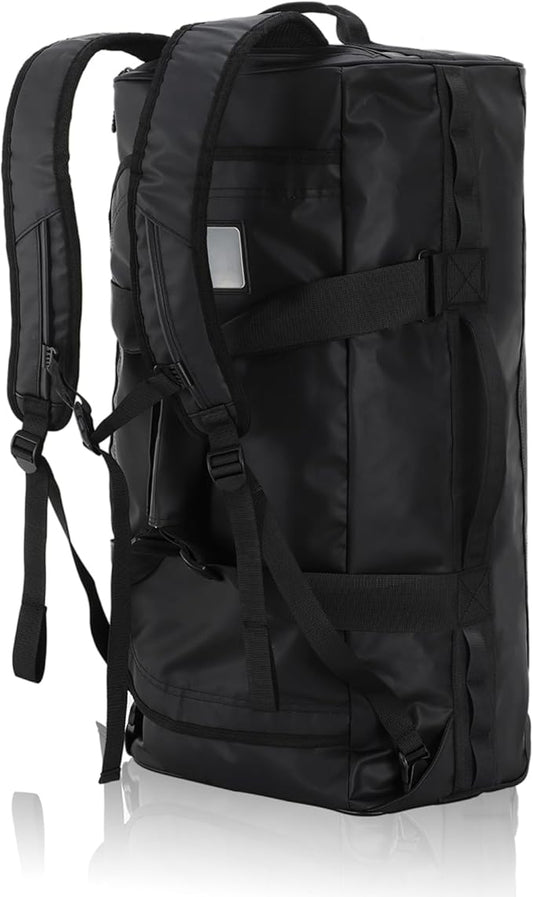 Haimont Travel Duffel Backpack Bag 60L for Men Large Sports Duffle Bags with Backpack Straps for Hiking Camping Gym Workout, Water Resistant, Black