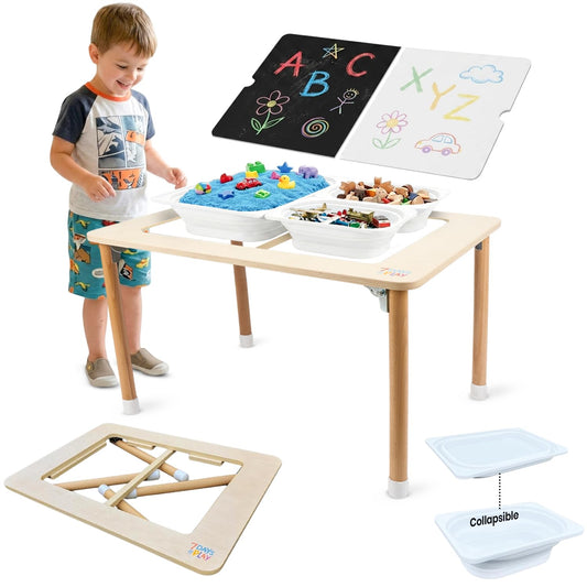 7 Days of Play Sensory Play Activity Table with Foldable Legs, Storage Bins, and Lid – Sensory Table for Toddlers & Kids | Great Gift for Birthdays, Christmas & Special Occasions