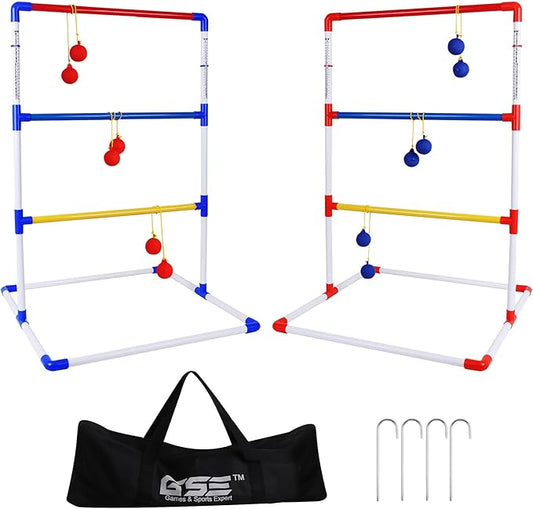GSE Games & Sports Expert Premium Plastic Ladder Ball Toss Game Set with 6 Bolas & Carrying Bag, Portable Outdoor Games for Backyard, Lawn, Beach, Camping, Tailgate Party with Family, Friends