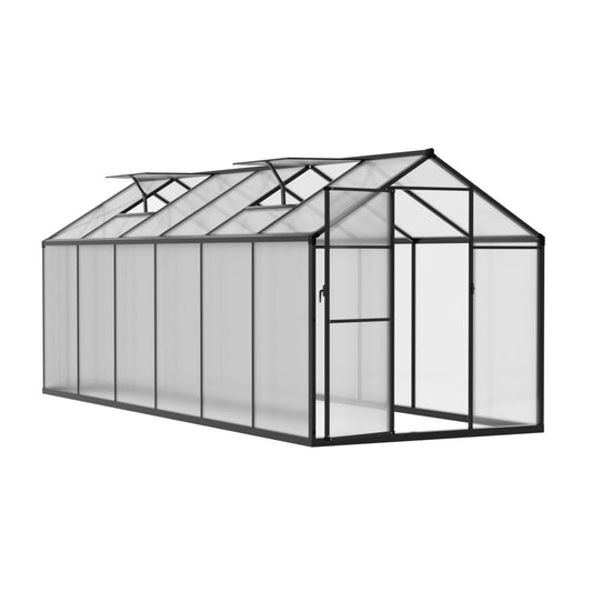 BlueWish 6x12FT Greenhouse for Outdoors, Aluminum Heavy Duty Greenhouse Kit with Lockable Door, 4MM Thickness Polycarbonate, Upgraded Rivet Structure Walk-in Green House for Garden, Gray
