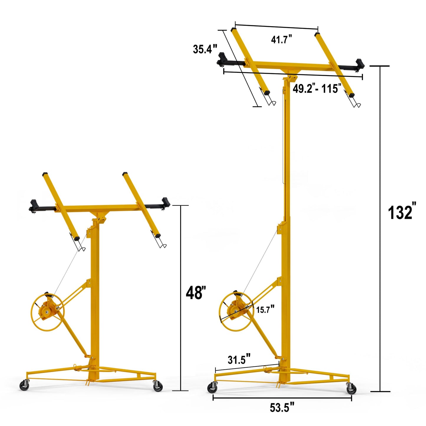 11 ft Drywall Lift,Drywall Rolling Lifter Panel,150 LBS Heavy Duty Sheetrock Lift Drywall Lift,Drywall Lift Panel Hoist Jack with 360° Adjustable Telescopic Arm & 3 Lockable Wheels (11 ft Yellow)