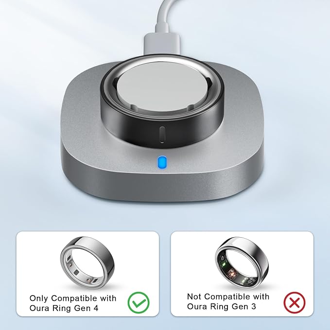 Compatible with Oura Ring Gen 4 Charger Size 4, Fast Charging Dock with USB-C Cable