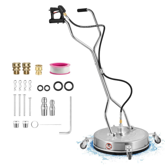 2000-4500 PSI 24" Power Washer Surfaces Cleaner, Upgraded Twin Handle Pressure Washer Attachment with 4 Universal Wheels, Splash Guard & Built-in Filter for Driveways Patios Decks