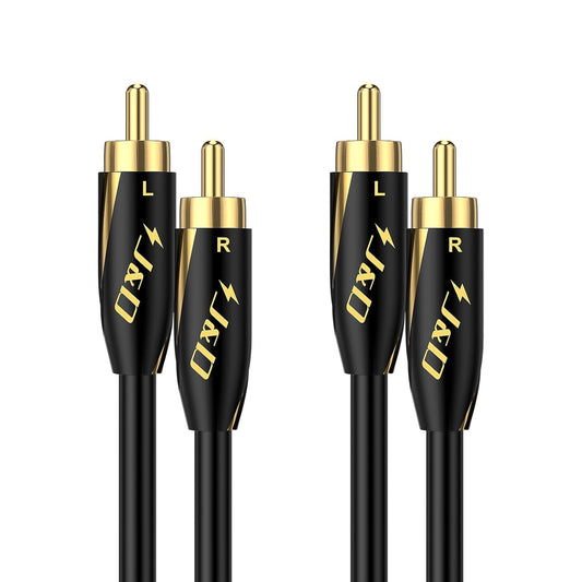24 2RCA 6 Feet/1.8 J&D Audiophiles RCA Cable, AWG Male to Male Stereo Interconnect Audio Cord, Gold-Plated Subwoofer