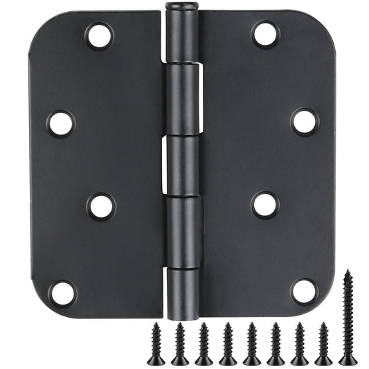 18 Pack Black Door Hinges 4 Inch x4 Rounded Heavy Duty Exterior Door Hinges Black Matte Black Hinges for Interior Doors,Front/Entry/Hinged/Steel/Barn-Style/Inside/Outside Door Hardware Hinge 8 Holes
