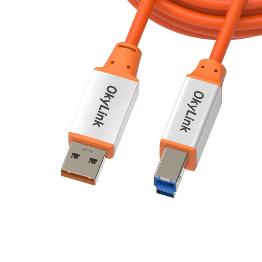 3.2 2 (10Gbps) 10ft (3 OkyLink USB Gen A to B Cable m), Passive, High-Speed Data, Aluminum Shell, Orange