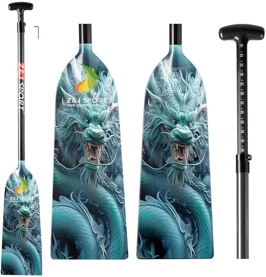 Z&J SPORT Adjustable Dragon Boat Paddle, IDBF Approved Carbon Fiber Paddle, Dragon Graphic Paddle with Adjuster for Dragon Boat Race with Adjustable T Handle