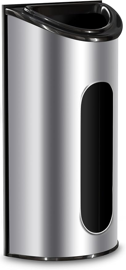 Utopia Kitchen Wall-Mounted Stainless Steel Grocery Bag Holder & Dispenser, Space-Saving Plastic Bag Holder for Kitchen, Pantry or Cabinet, Reusable Plastic Bag Organizer, Silver