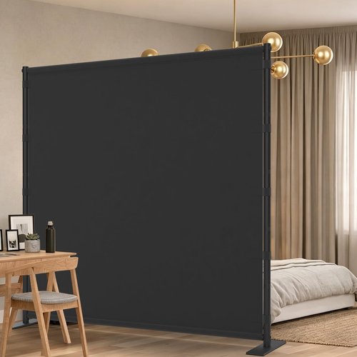 AKTOP Room Divider, Freestanding Single Panel Privacy Screen, Portable Temporary Wall Dividers for Room Separation, Large Room Partitions and Separators with Carrying Bag, 71''W x 76''H, Black