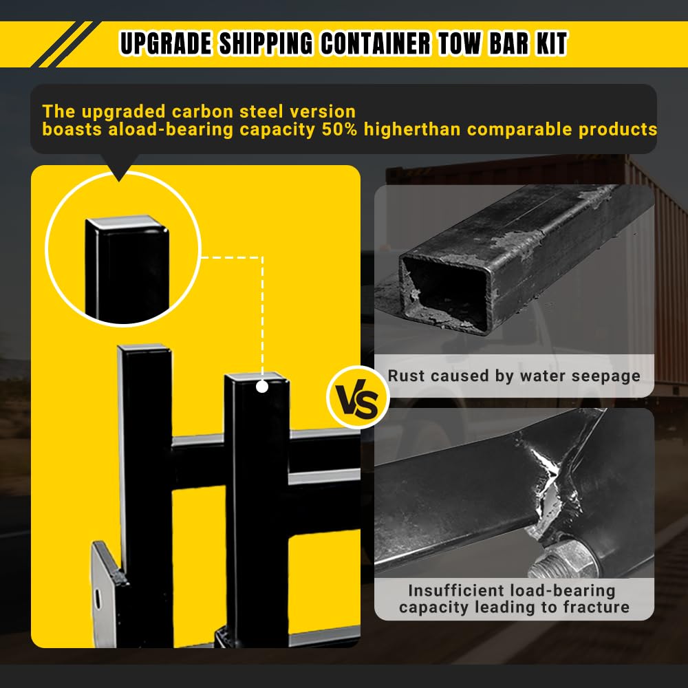 AvmrLc Professional Shipping Container Tow Bar Kit for 20'/40' Containers, Constructed from High-Strength Manganese Steel Rated for 14,000 Lbs, Split-Design for Easy Storage Suitable for Truck Towing
