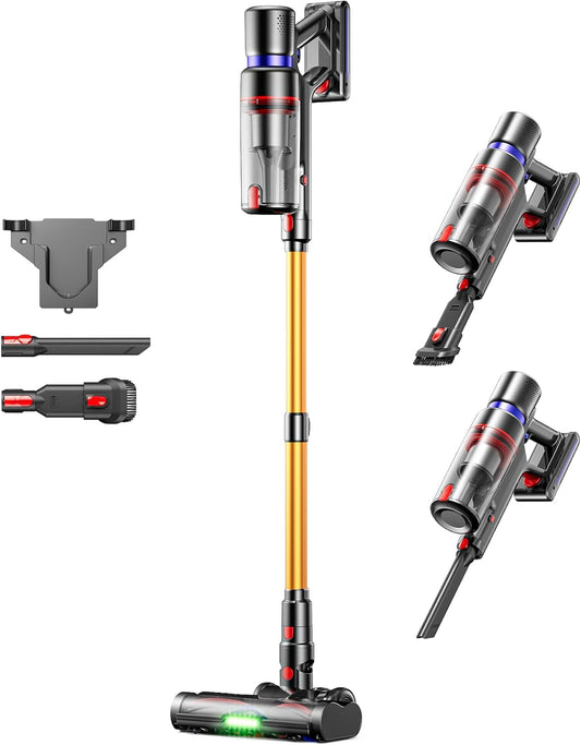 Skiennix Cordless Vacuum Cleaner - 600W Power, 70-Min Runtime, LED Display, 1.4L Dust Cup | Ideal for Pet Hair & Hardwood Floors