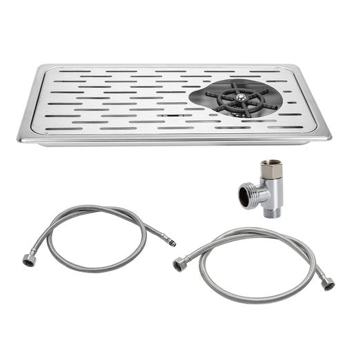 DIBTSA Pitcher Rinser, Espresso Rinser with Spray, Drain and Drip Tray, Stainless Steel Bar Glass Rinser for Sink, Cup Washer for Home Kitchen Hotel Cafe Restaurant (16.7x9.1x1.2 Inch)