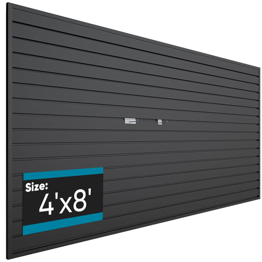 Brakki PVC Slat Wall Paneling 4x8 ft, Garage Organizer Storage System, Black Slatwall Panels for Garage Organization Product, Heavy Duty Wall Mounted Tool Storage for Home