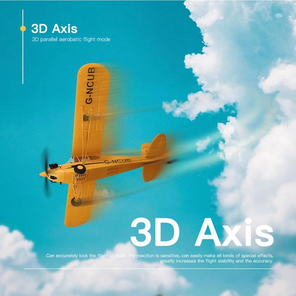 Park10 Toys RC Plane 5CH J3-CUB Remote Control Airplane for Adults 1406 Brushless Motor Outdoor 3D6G Fixed Wing Stunt RC Aircraft with Replaceable Parts (2BSL Yellow)
