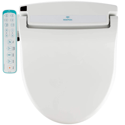 BidetMate 1000 Series Electric Smart Toilet Bidet Seat with Heated Water, Side Control Panel, and Warm Air Dryer - Self-Cleaning - Perfect for a Smart Home Kit - Round