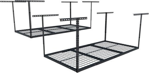 FLEXIMOUNTS Overhead Garage Storage Rack - Adjustable Ceiling Mount | 72" L x 36" W x 40" H | 900lbs Capacity - Black
