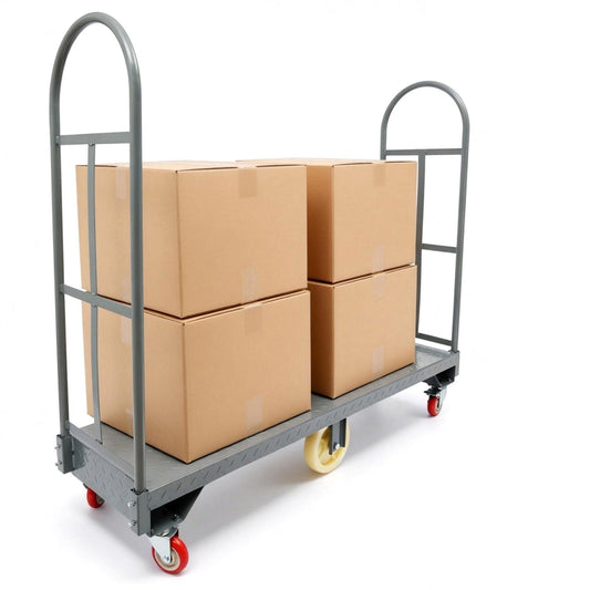 2000LBS Heavy Duty U-Boat Platform Truck, 60.5" L x 15.7" W Narrow Aisle U-Boat Platform Truck Dolly w/6 Wheels and Foot Brake, Industrial Utility Cart for Warehouse, Job Site (64.6"x 15.7"x51.2")